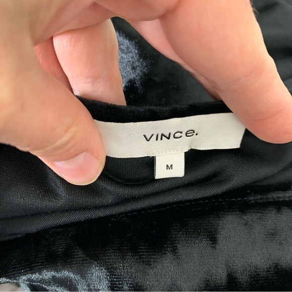 Vince Crushed Velvet Square Neck Top Womens M Black Romantic Velour Witchy Goth - Picture 11 of 16